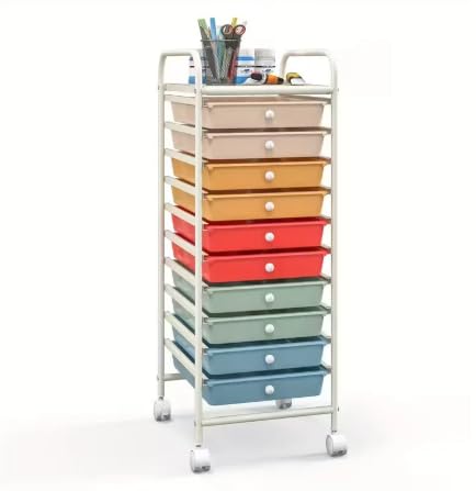10 Drawer Rolling Storage Cart Organizer with Locking Wheels V8561
