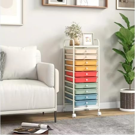 10 Drawer Rolling Storage Cart Organizer with Locking Wheels V8561