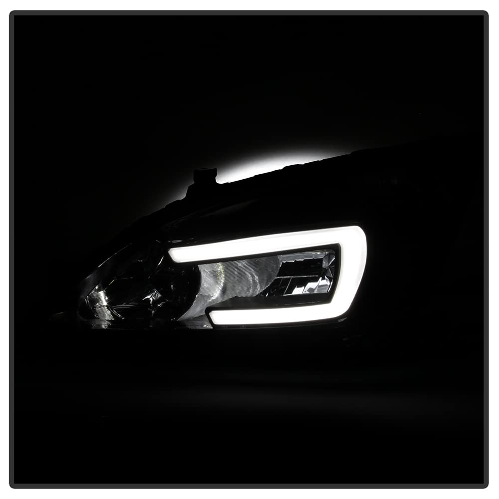 For 2003-2007 Honda Accord Black Housing LED Tube Headlights Assembly Pair Set E223599
