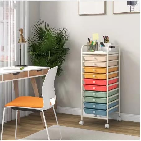 10 Drawer Rolling Storage Cart Organizer with Locking Wheels V8561
