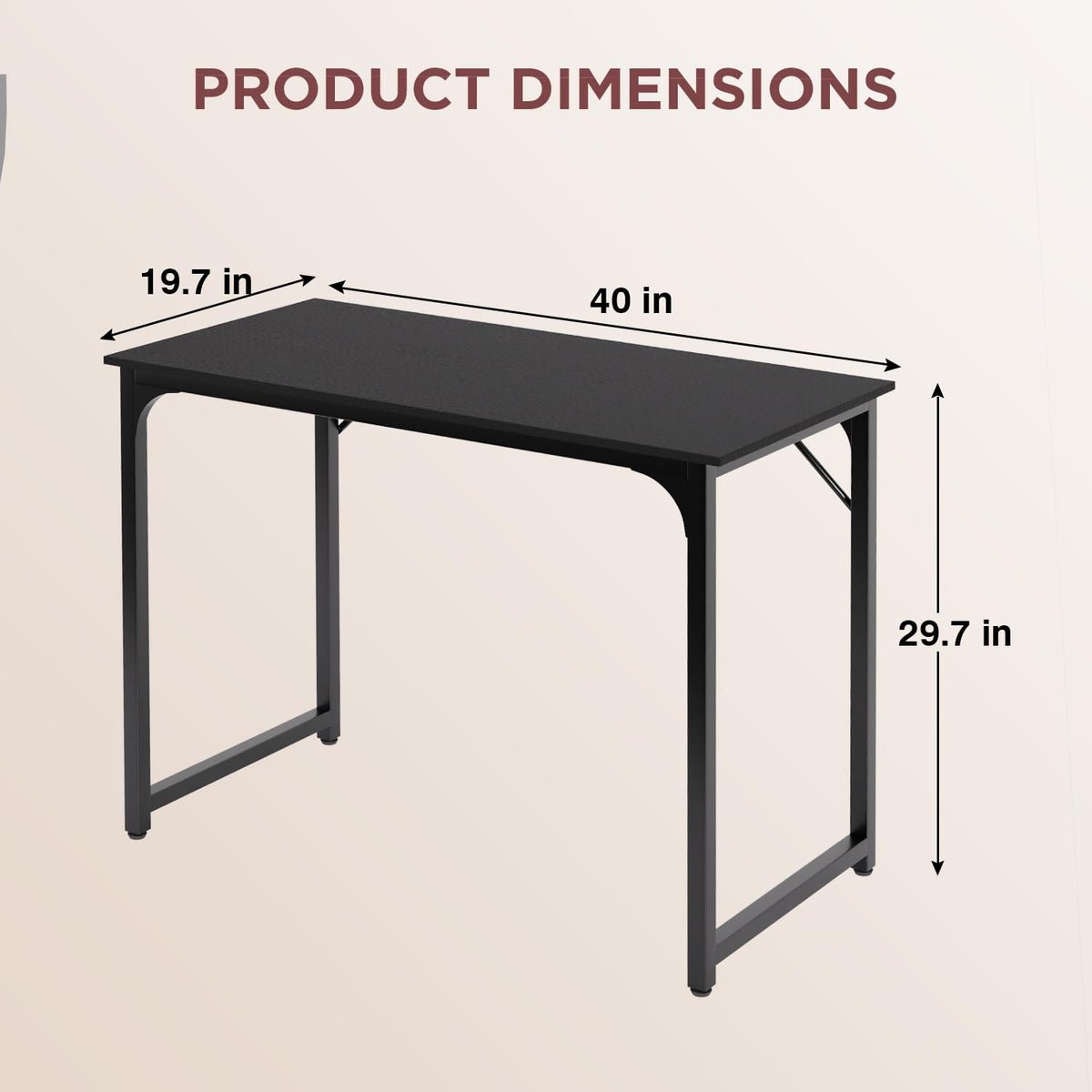 39 Inch Black Computer Desk D335
