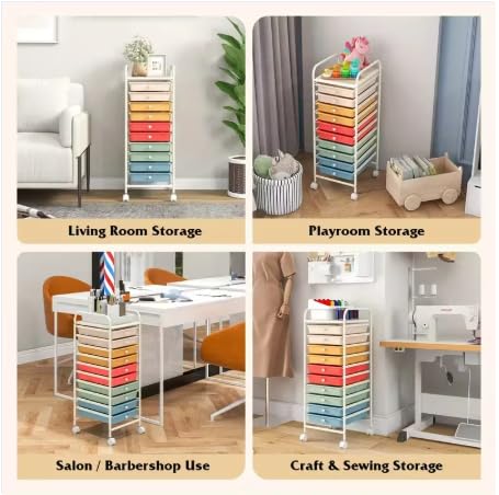 10 Drawer Rolling Storage Cart Organizer with Locking Wheels V8561