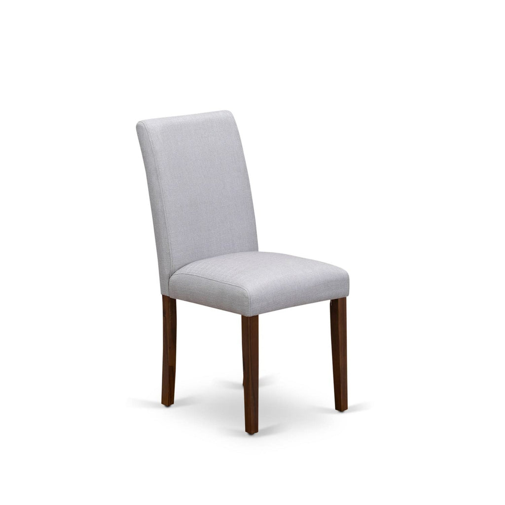 9 Piece Walnut Dining Table Set with 8 Grey Linen Chairs H302
