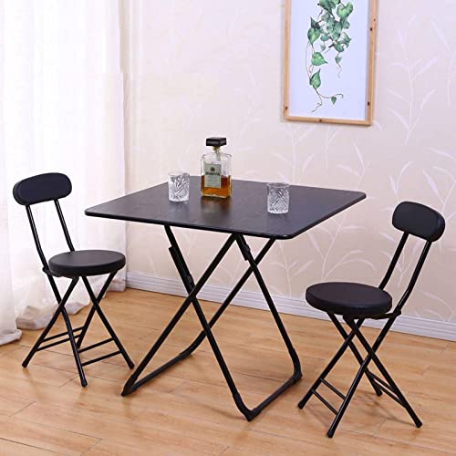 18" Folding Stool with Backrest, Leather Padded Seat, Black J57275