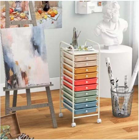 10 Drawer Rolling Storage Cart Organizer with Locking Wheels V8561