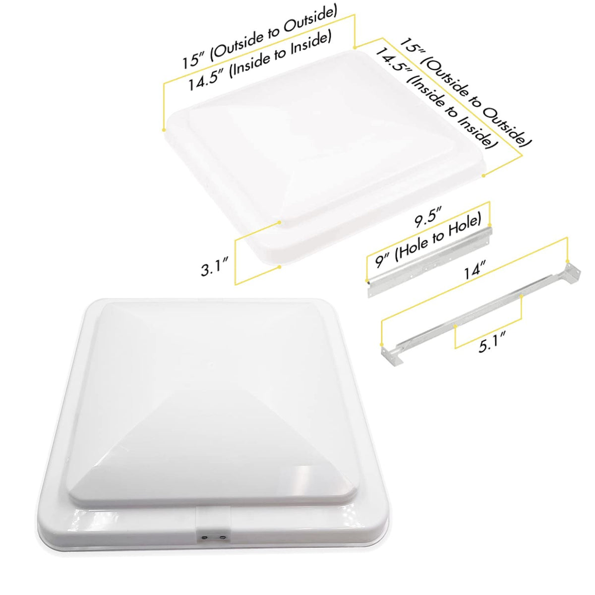 White 14" x 14" Replacement RV Roof Vent Lid Cover B18943