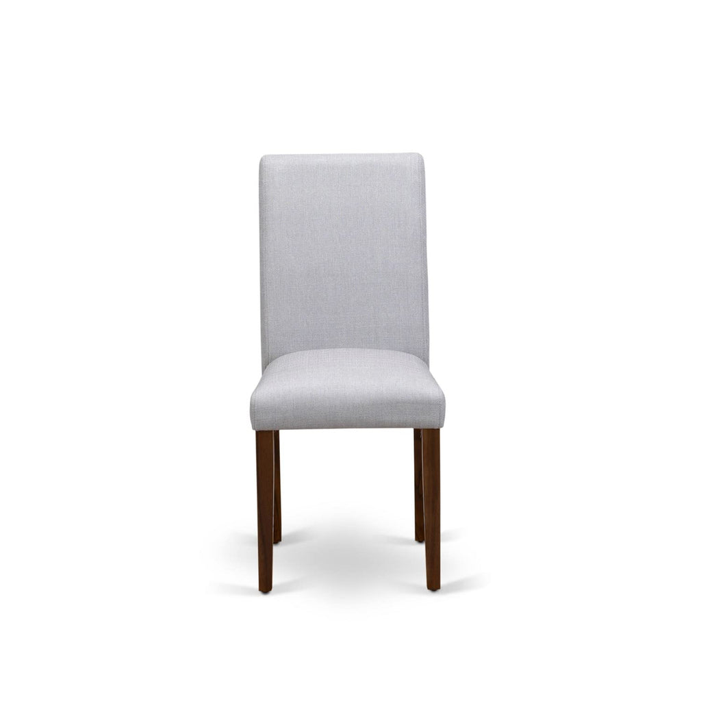 9 Piece Walnut Dining Table Set with 8 Grey Linen Chairs H302