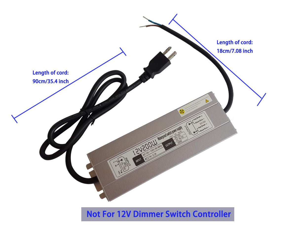 200w Waterproof Power Supply Transformer 110-130v AC to 12v DC 16.7a Adapter Z4194