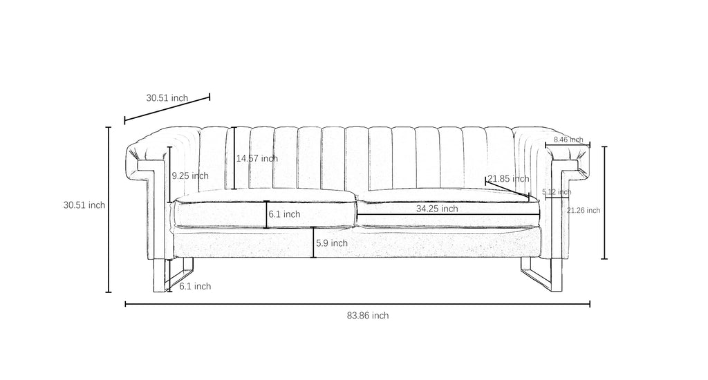 Orange Velvet 3-Seater Sofa with Armrest Y62294
