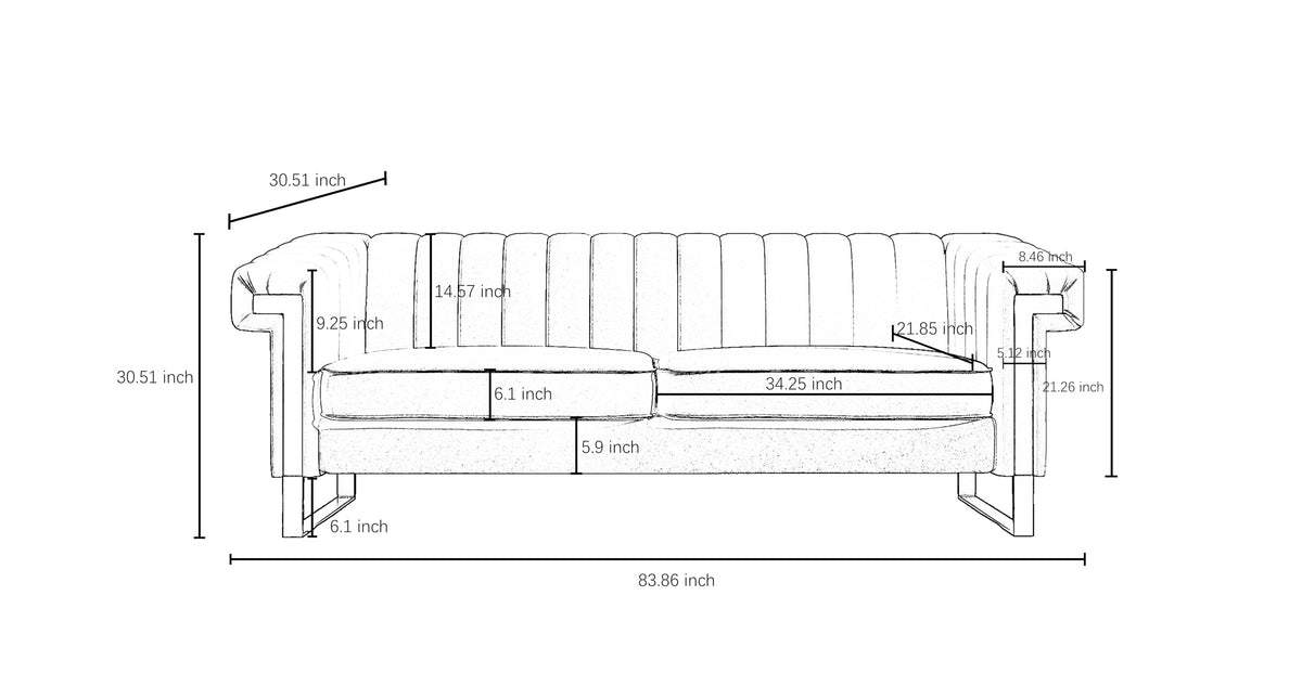 Orange Velvet 3-Seater Sofa with Armrest Y62294