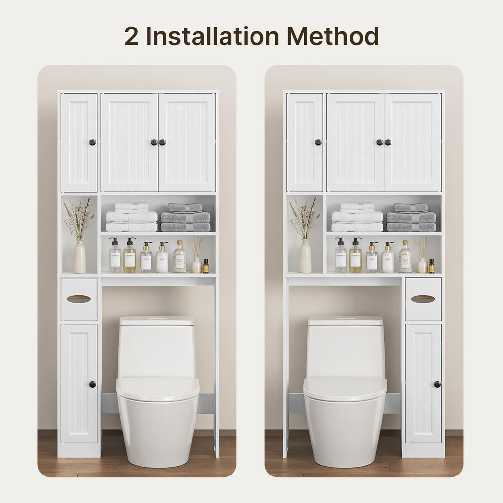 Over The Toilet Storage Cabinet with Five Doors White G216