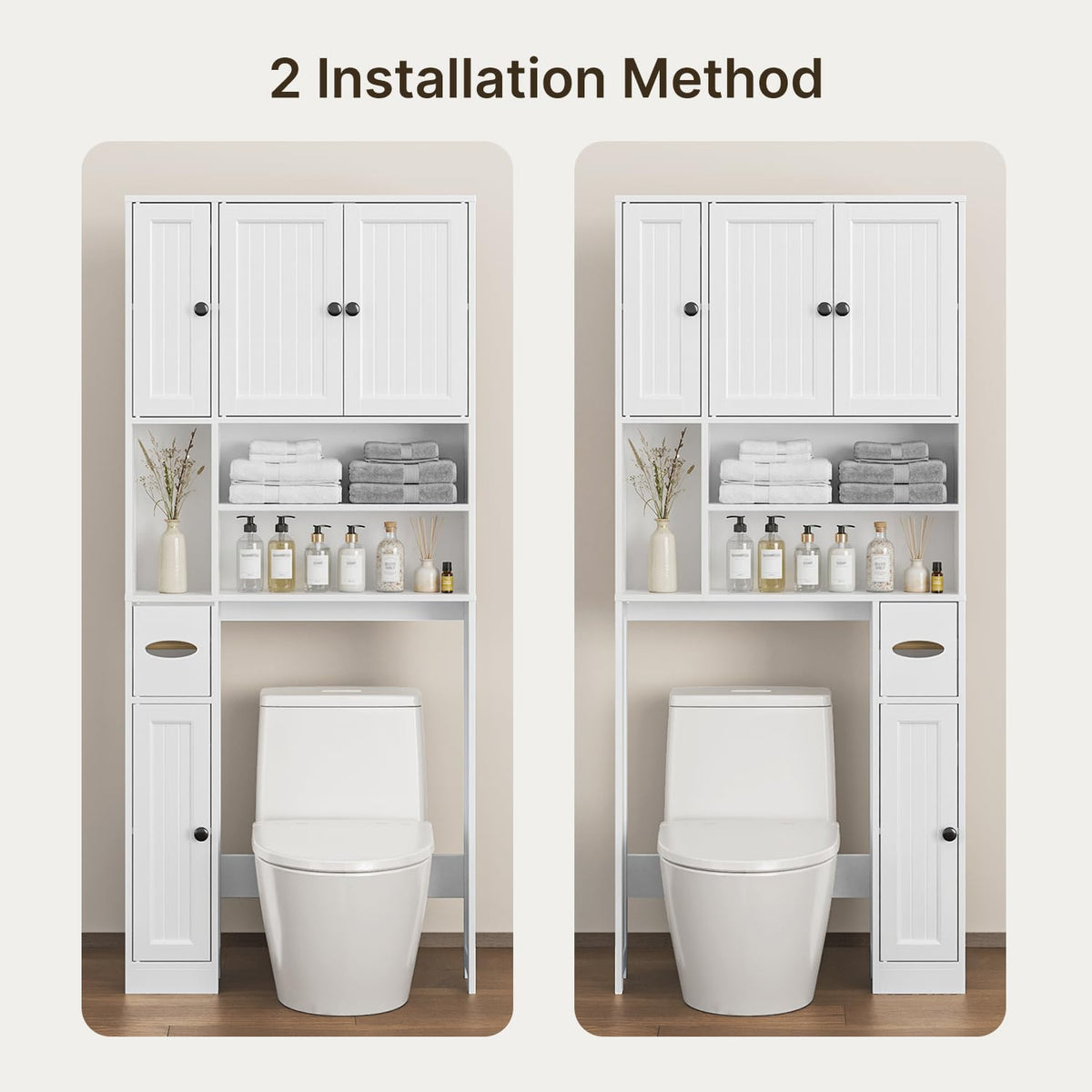 Over The Toilet Storage Cabinet with Five Doors White G216