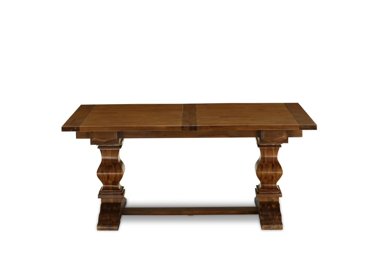 9 Piece Walnut Dining Table Set with 8 Grey Linen Chairs H302