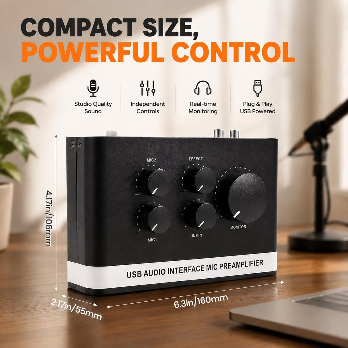 USB C Audio Interface with 48V Phantom Power V44545