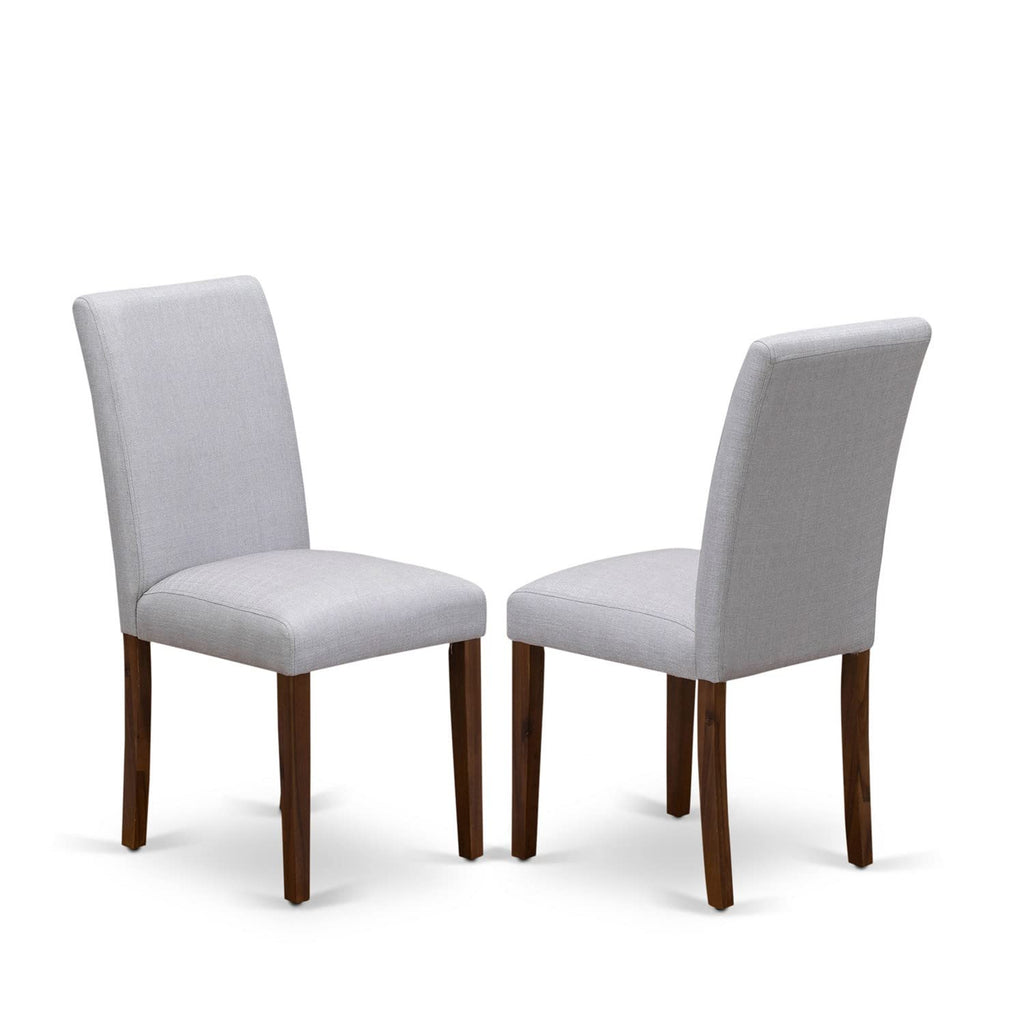 9 Piece Walnut Dining Table Set with 8 Grey Linen Chairs H302