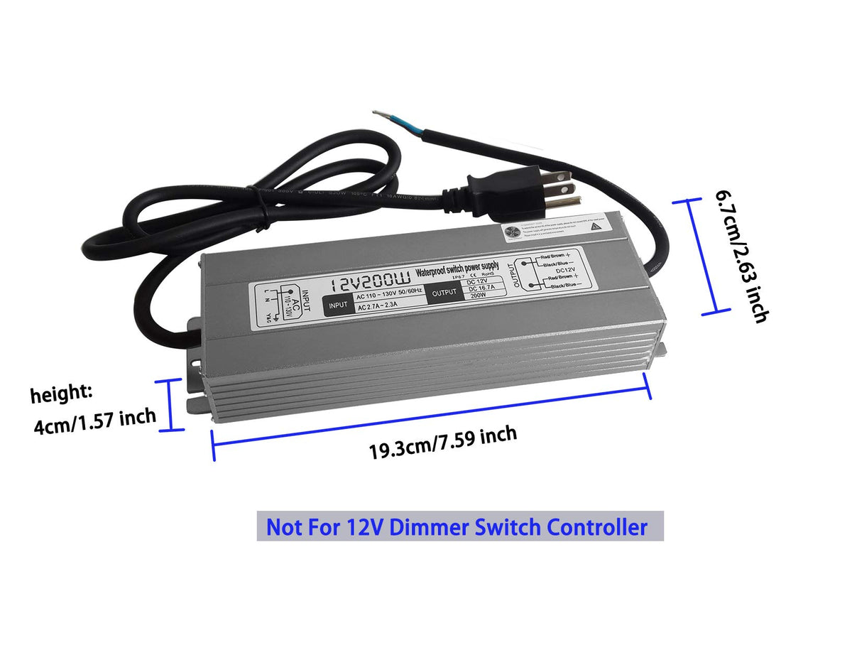 200w Waterproof Power Supply Transformer 110-130v AC to 12v DC 16.7a Adapter Z4194