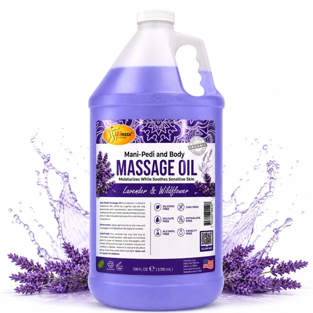 Lavender Massage Oil 128 Oz with Almond Cotton Seed Sunflower Avocado Oil V3669