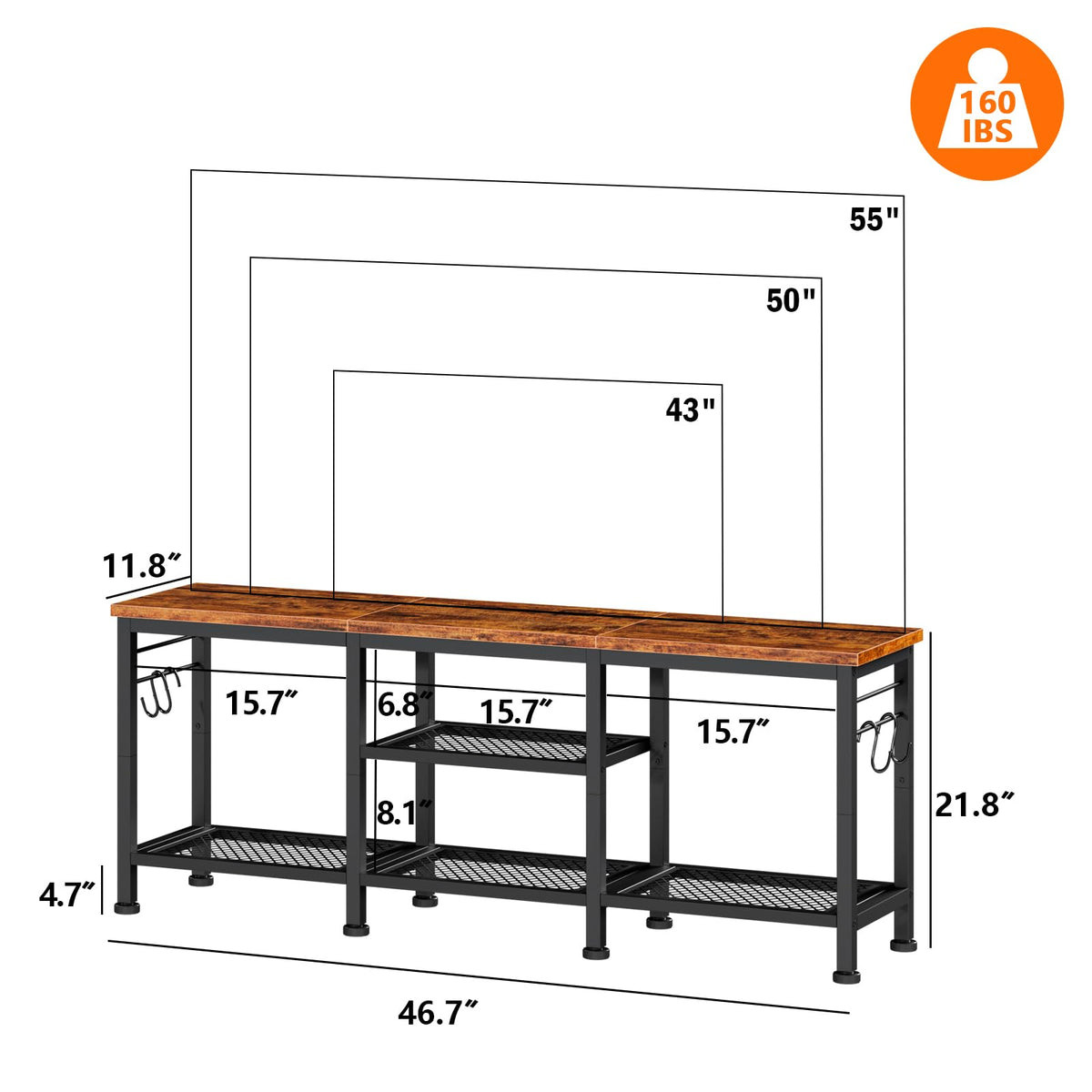 TV Stand with Open Shelves H64681