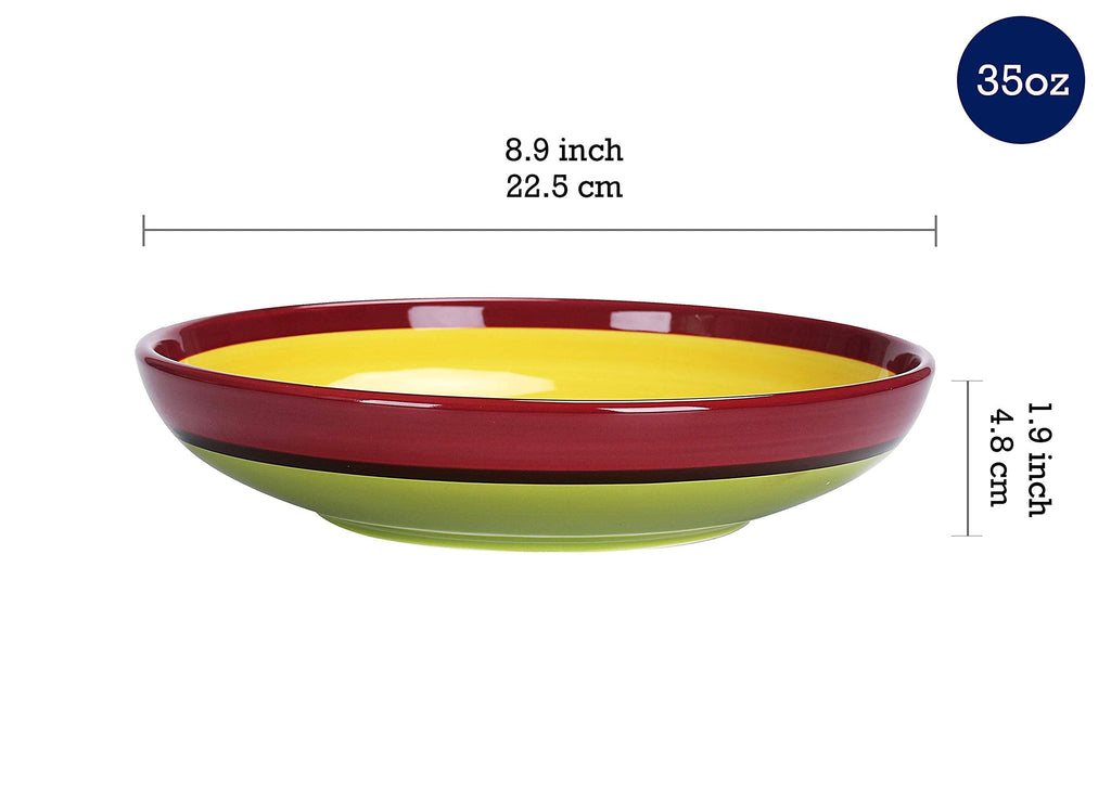Ceramic Pasta Bowl Set of 9, Microwave & Dishwasher Safe Y35241