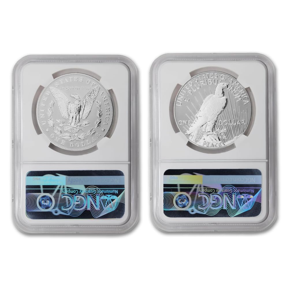 Set of 2 American Silver Morgan and Peace Dollar J2901