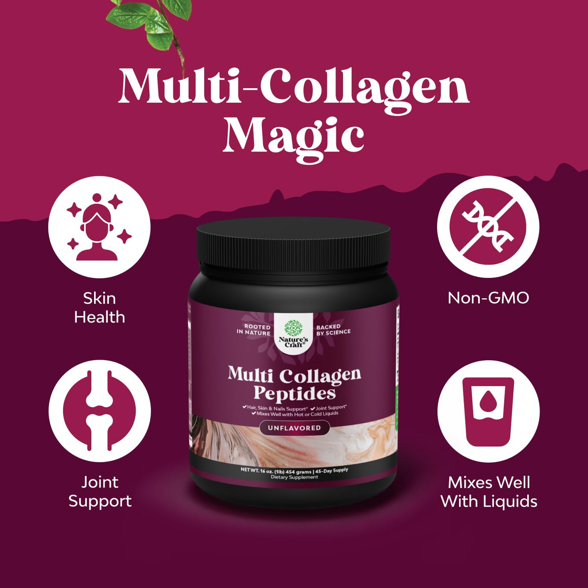 Unflavored Hydrolyzed Collagen Peptides Powder 45 Servings R81136