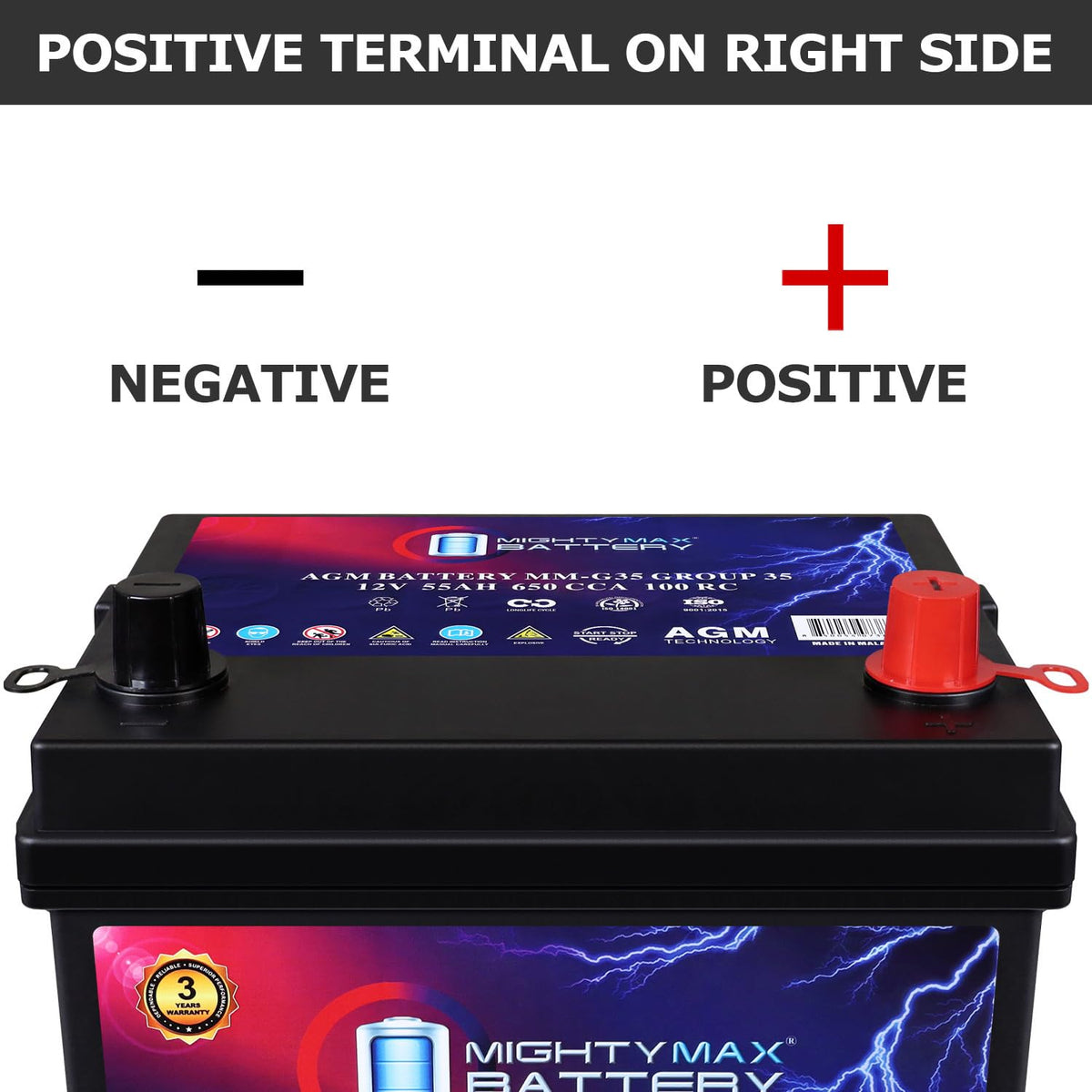 12V 55Ah AGM Replacement Battery P8738