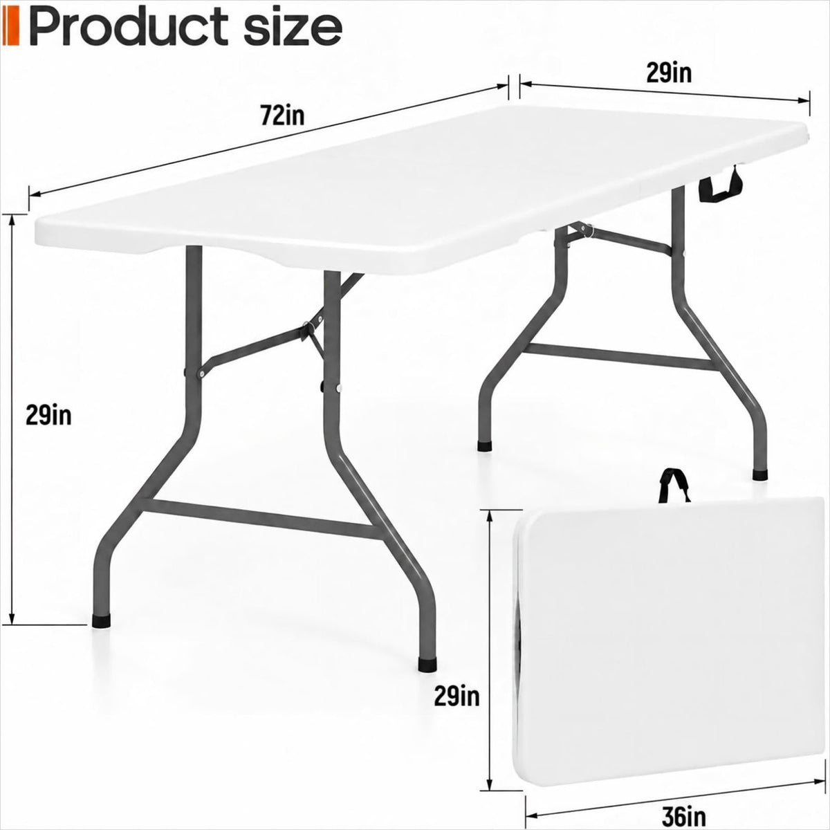 6FT Folding Table White H6376