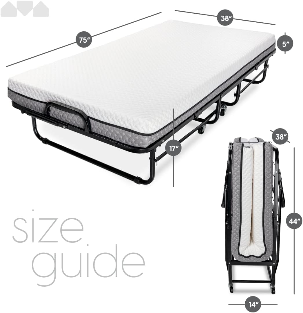 Twin Size Folding Bed with Memory Foam Mattress P592304