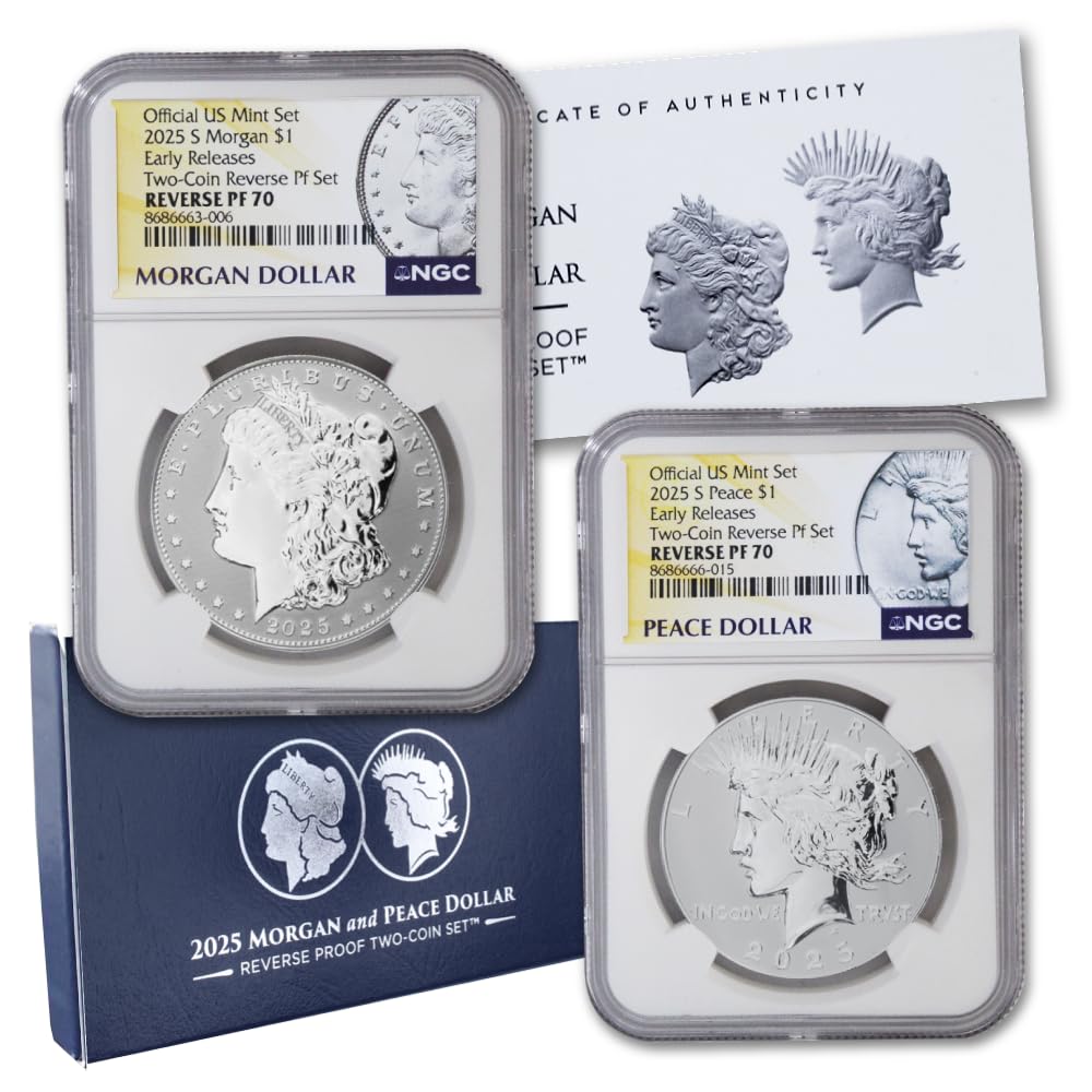 Set of 2 American Silver Morgan and Peace Dollar J2901