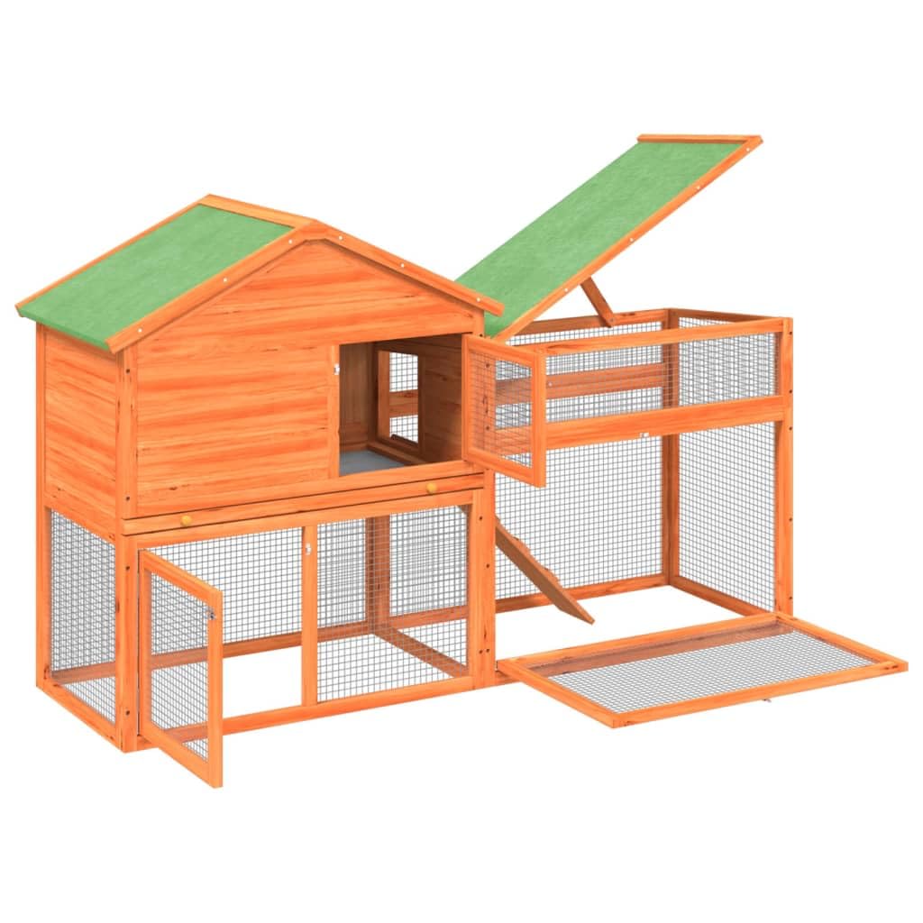 2-Tier Wooden Rabbit Hutch Small Animal Cage M59200