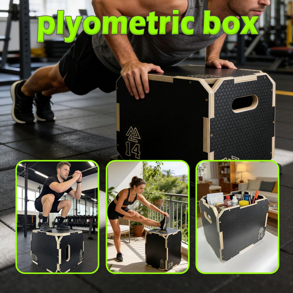 3 in 1 Non-Slip Wooden Plyometric Jump Box A6765