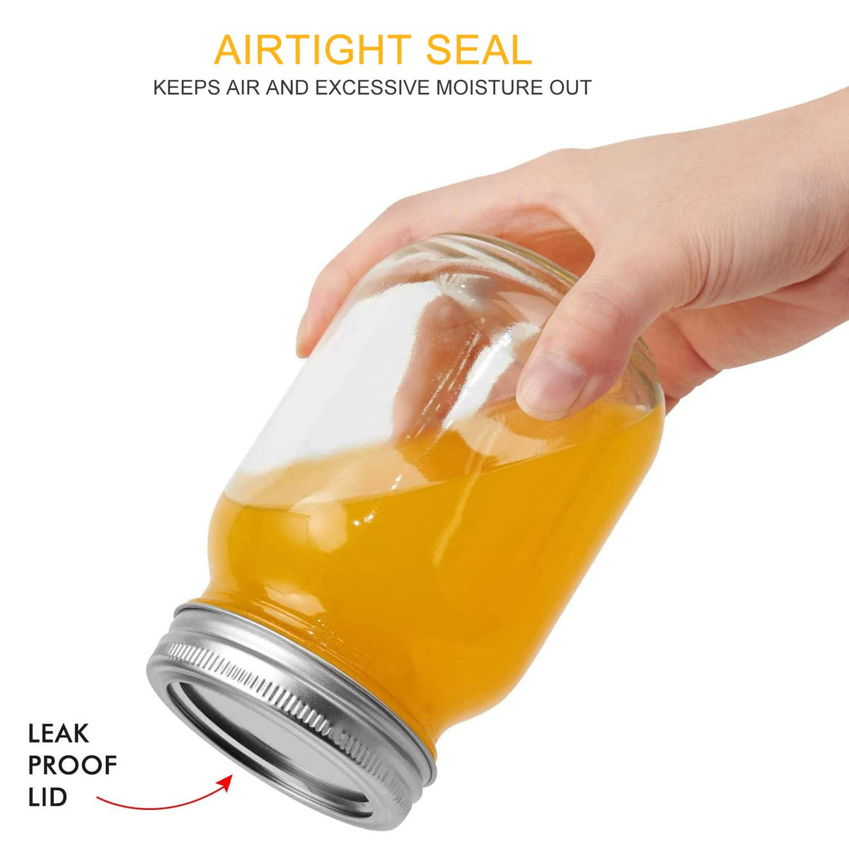 16 Pack 16 oz Glass Mason Jars with Airtight Lids and Bands V104