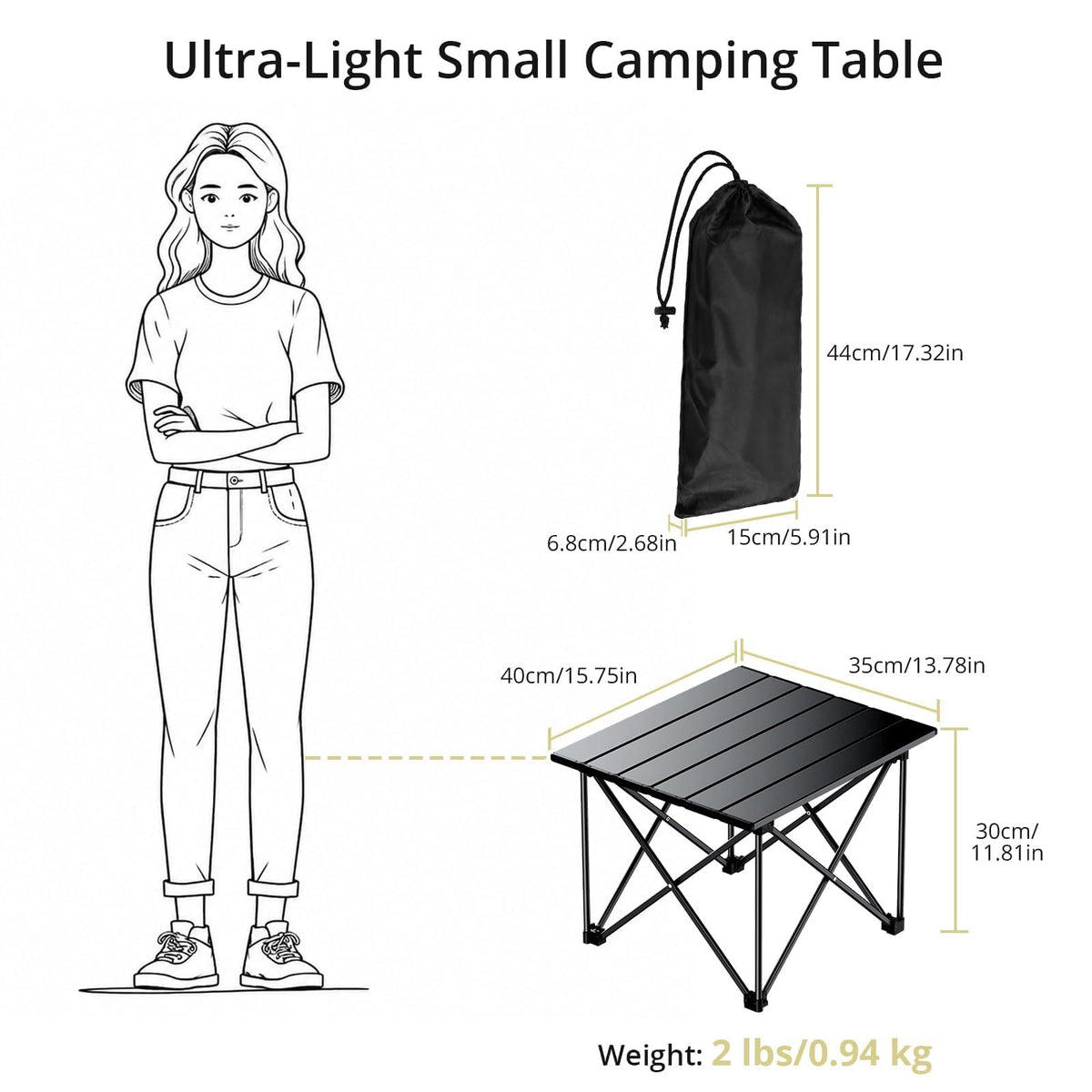Small Ultralight Aluminum Folding Camping Table T394