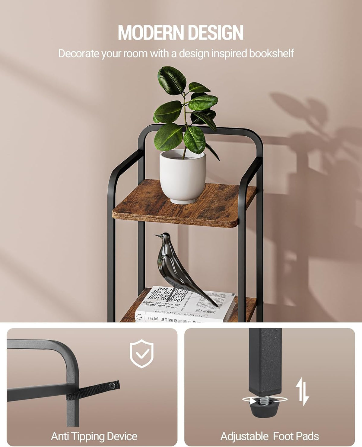 Narrow Industrial Bookcase N864
