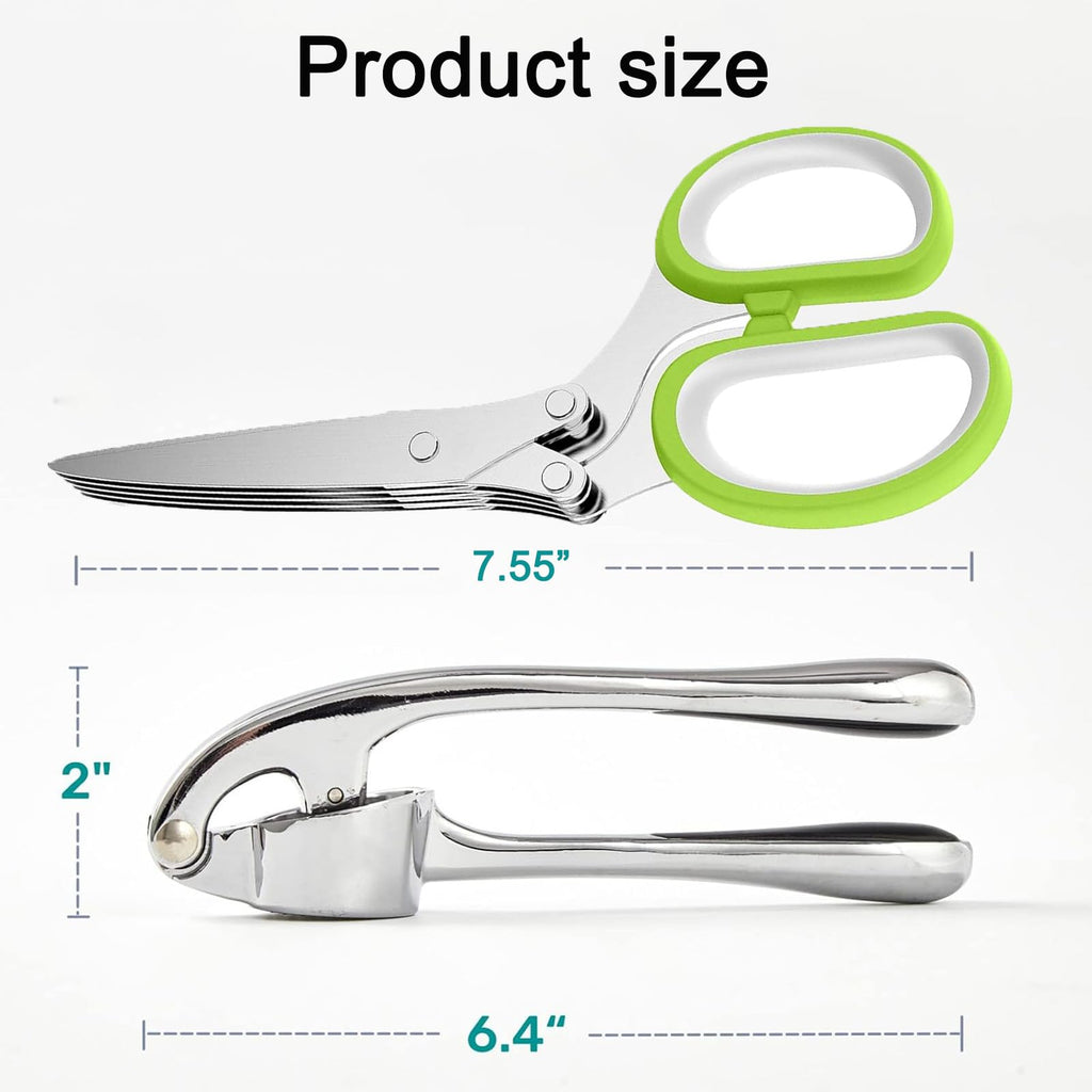 Stainless Steel 2 in 1 Garlic Press and Herb Scissors N4341