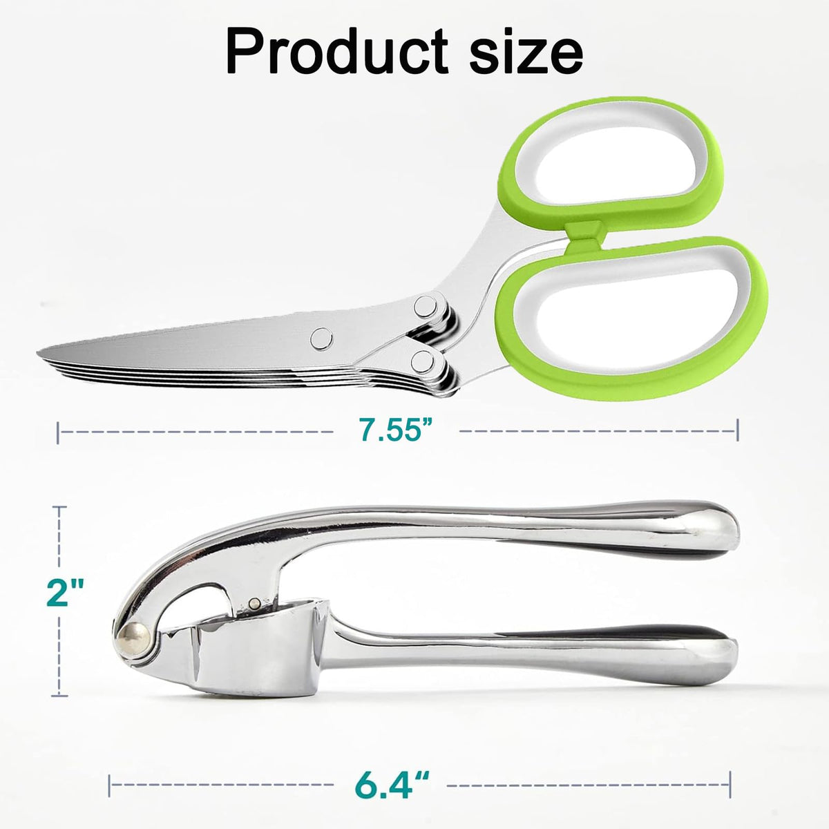 Stainless Steel 2 in 1 Garlic Press and Herb Scissors N4341