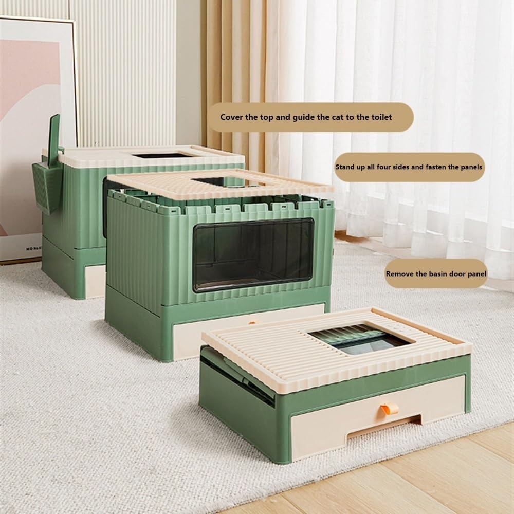 Foldable Top Entry Cat Litter Box with Lid G3894
