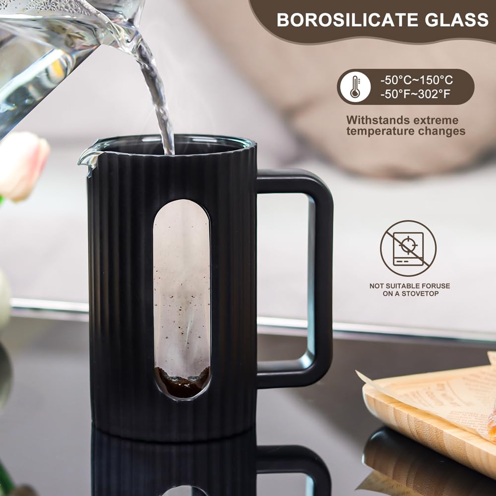 12 oz Heat Resistant Borosilicate Glass French Press B972