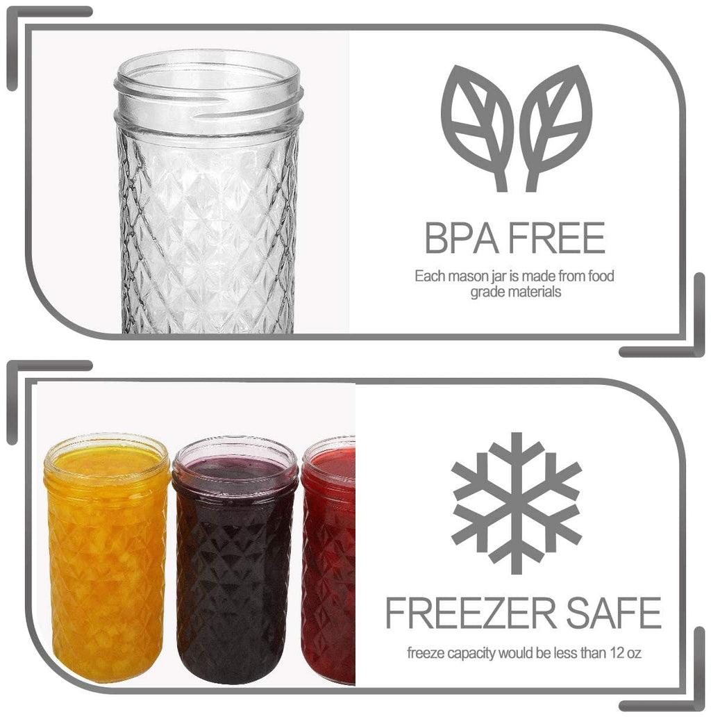15 Pack 12 oz Mason Jars with Lids D2736