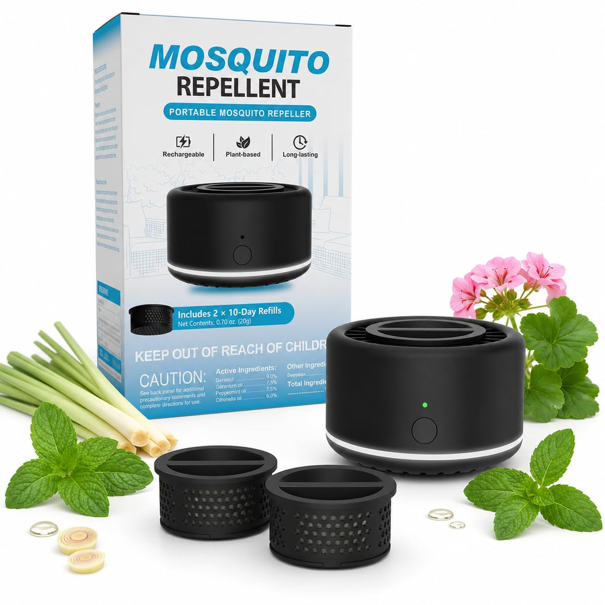Rechargeable Mosquito Repeller with Refills S909