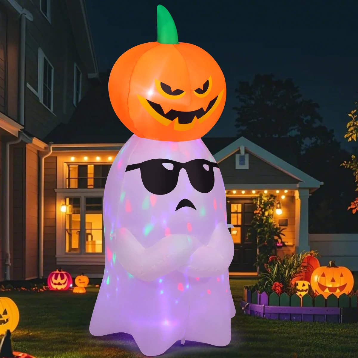 6.2 FT Halloween Inflatables Ghost with Pumpkin S2346