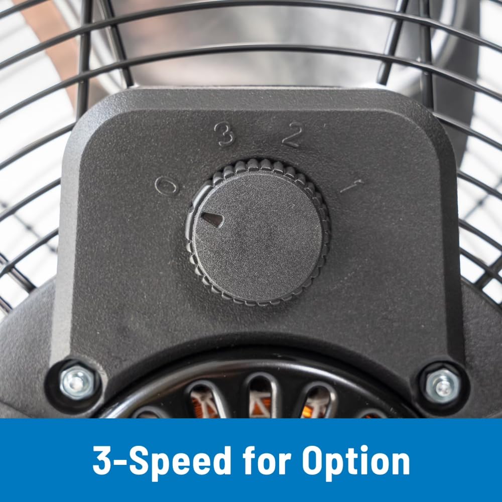 20 Inch 3-Speed Black Metal Floor Fan Y129
