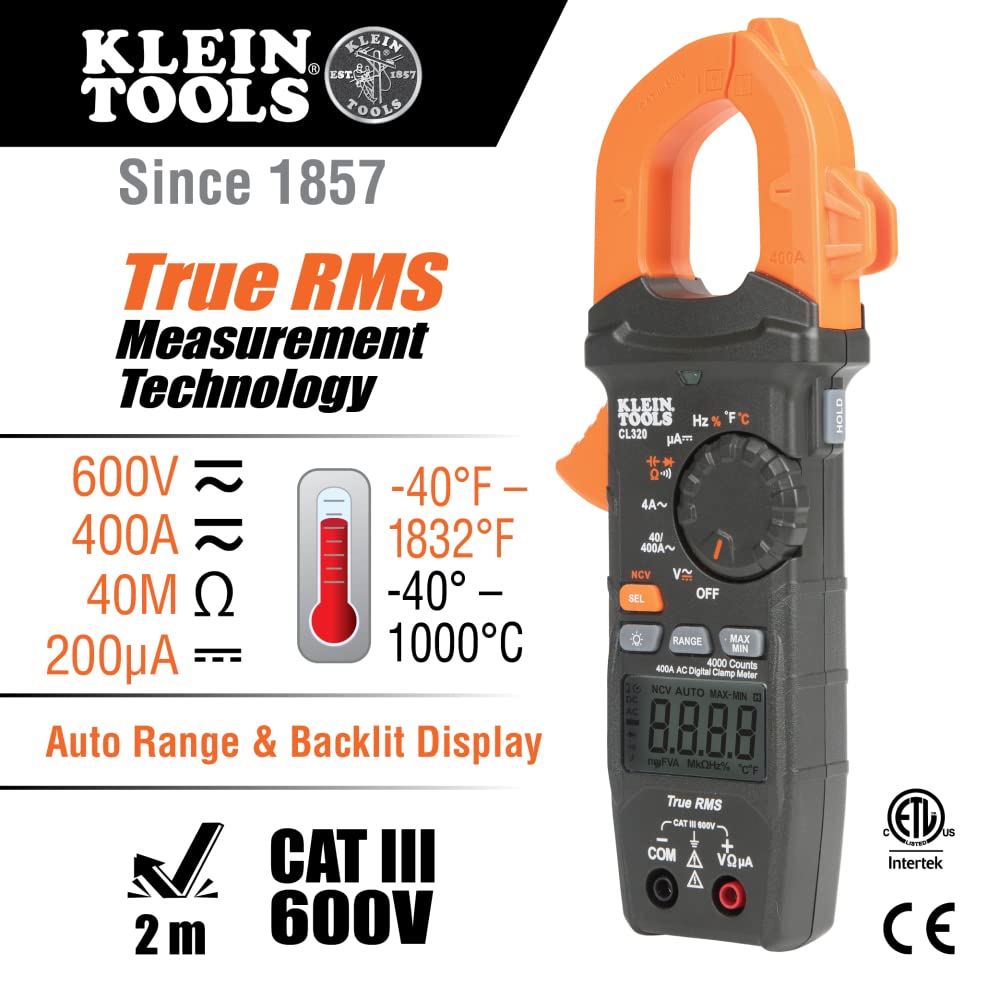 Digital Clamp Meter, Non-Contact Voltage Tester, and Infrared/Probe Thermometer T3110