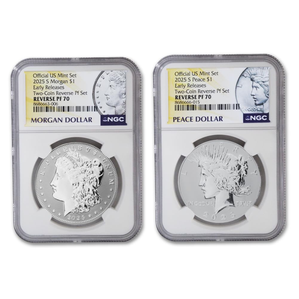 Set of 2 American Silver Morgan and Peace Dollar J2901