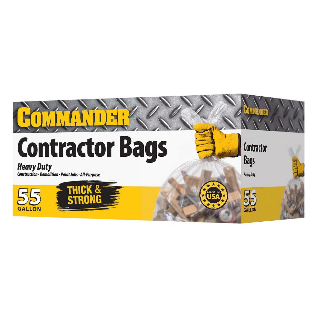 55 Gallon Clear Heavy Duty Contractor Bags with Flap Ties, Pack of 40 V819739