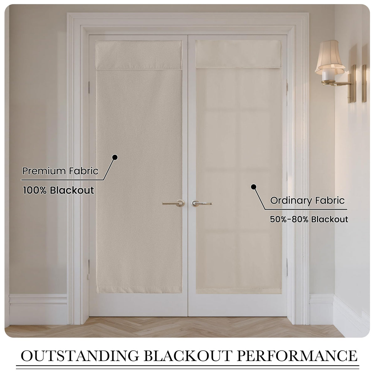 100% Blackout Linen French Door Curtain L199