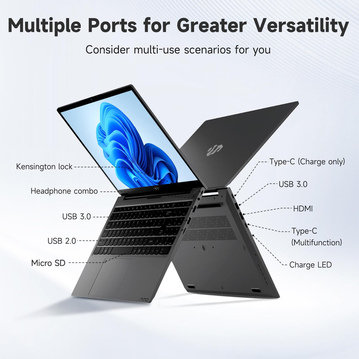 15.6" IPS FHD Laptop Intel Core i3 8GB RAM 256GB SSD N443