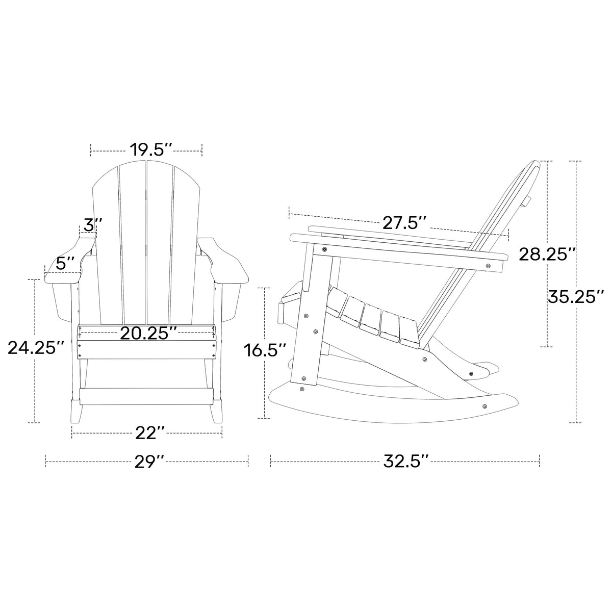 Navy Blue Poly Adirondack Chair Set of 2 G2016