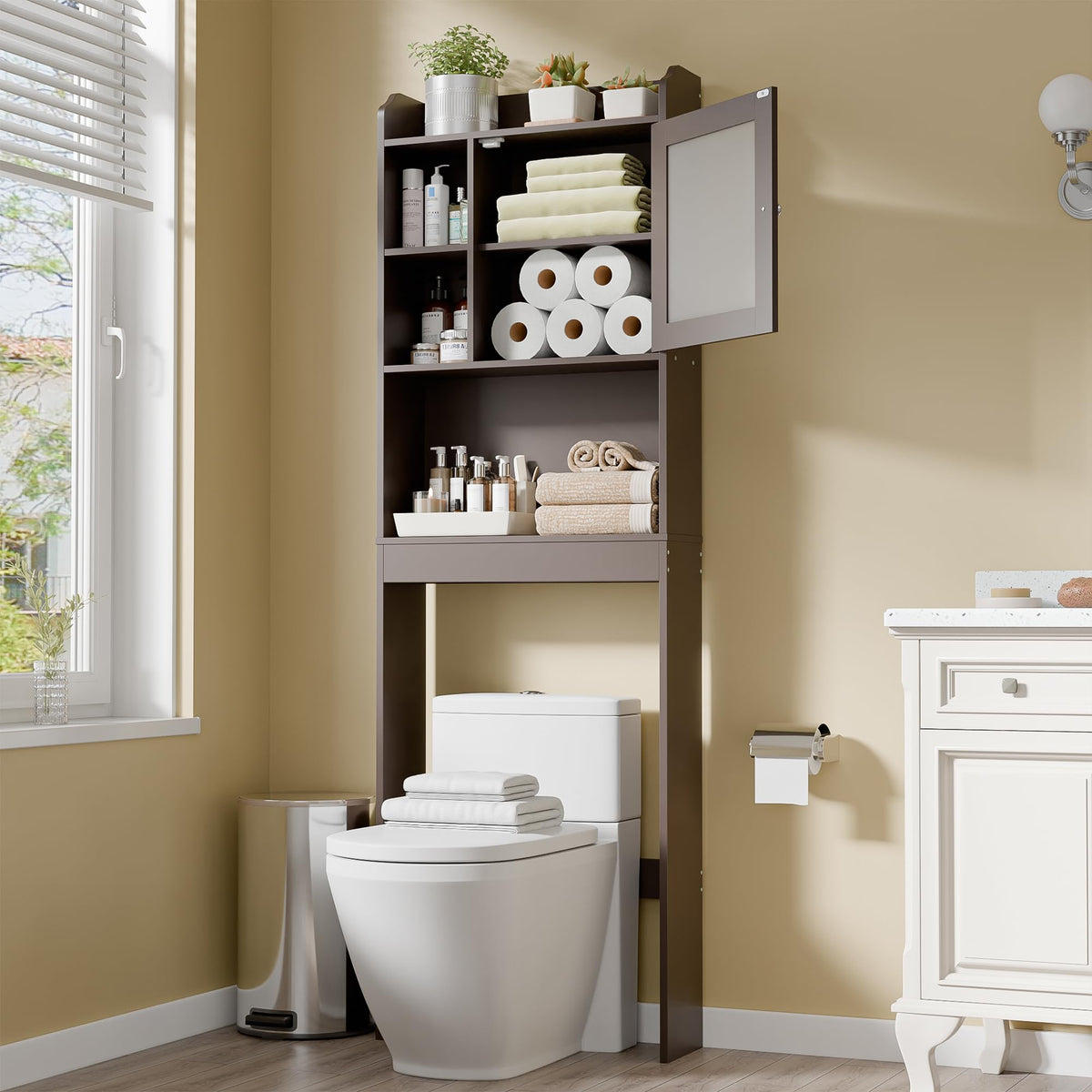 Over The Toilet Storage Cabinet with Adjustable Shelf and Double Doors Z47848