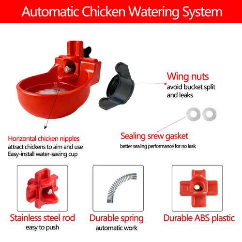 12-Pack Automatic Chicken Water Nipples with Cups M6913